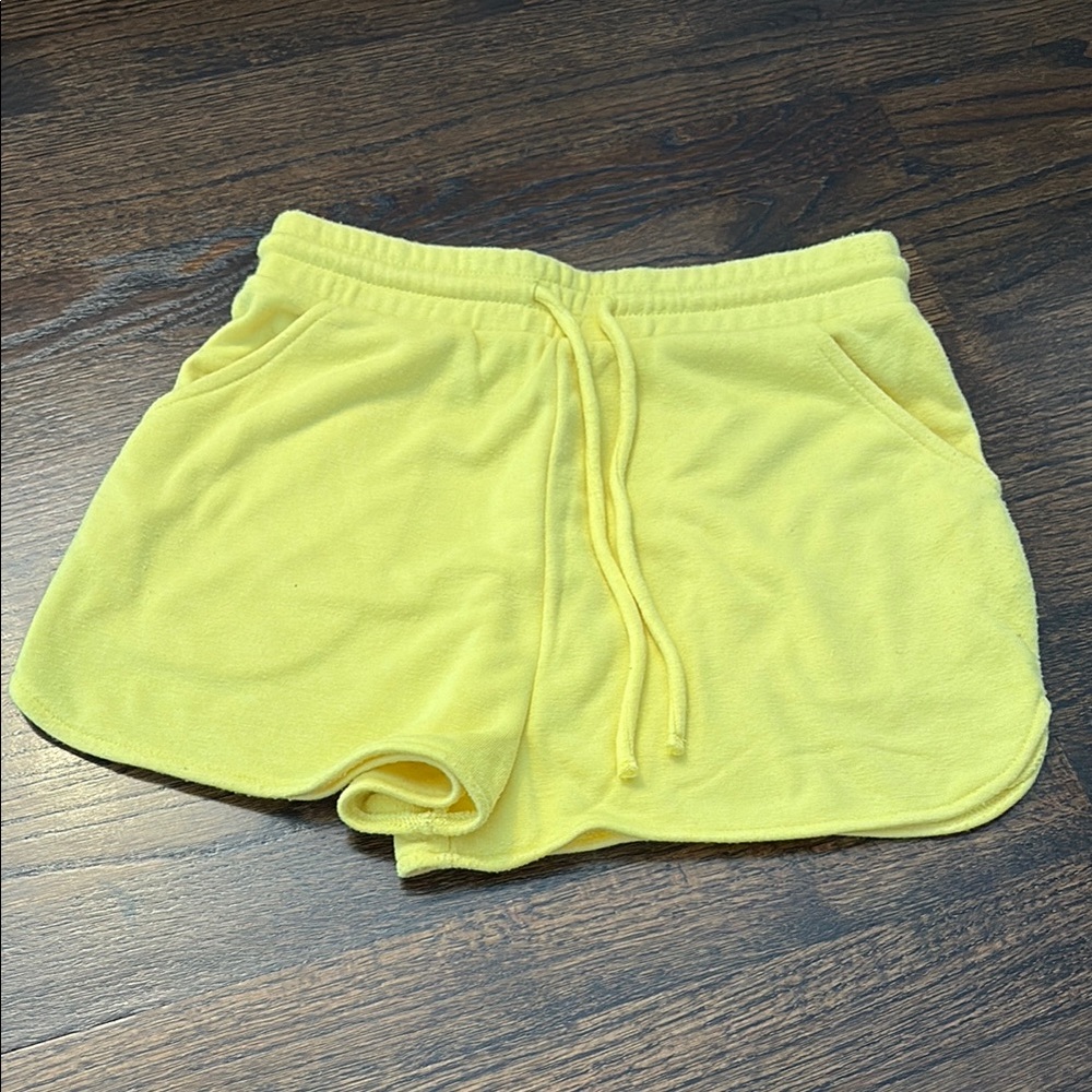 Zara Yellow Athletic Shorts Lightweight Elastic Waist